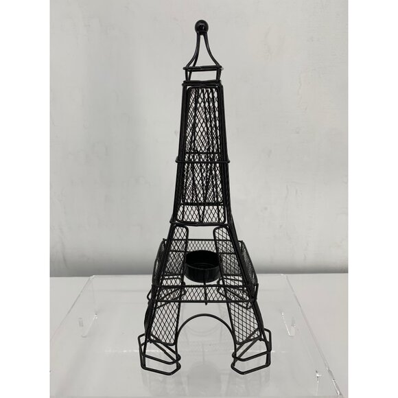 Black Metal Eiffel Tower Tea Light Candle Holder Decorative Accent - Picture 2 of 6